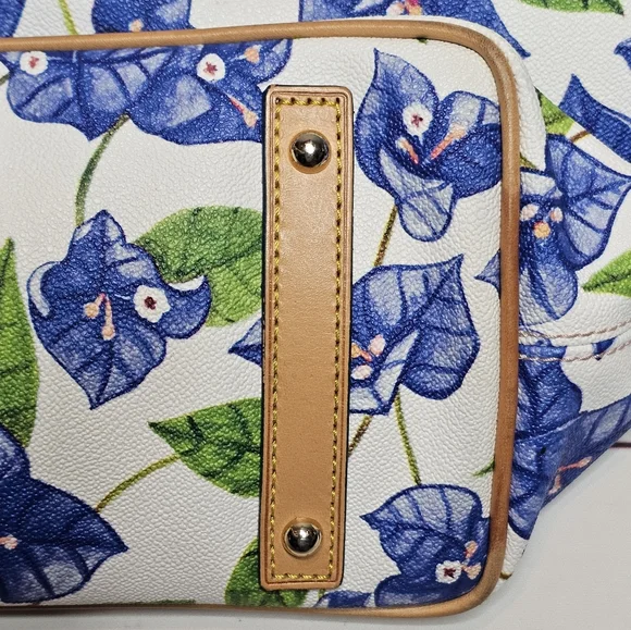 Dooney & Bourke Blue Bougainvillea Floral Handbag - Picture 8 of 15